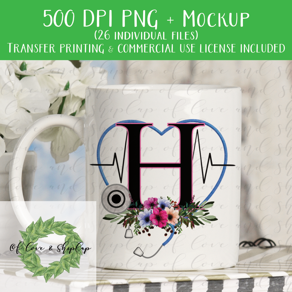 Stethoscope Heart Monogram DIGITAL FILE FOR SUBLIMATION Of Love And 