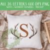 Watercolor Fall Floral Antler Monogram Alphabet - DESIGN FILES FOR SUBLIMATION - Image 2