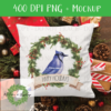 Pineberry Wreath Blue Jay "Happy Holidays" - DIGITAL FILE FOR SUBLIMATION