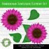Dark Pink Handdrawn Sunflower Clipart - Design Element