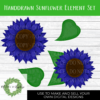 Navy Blue Sunflower Clipart - Design Element