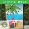 Christmas Light Palm Tree Garden Flag - DIGITAL FILE FOR SUBLIMATION