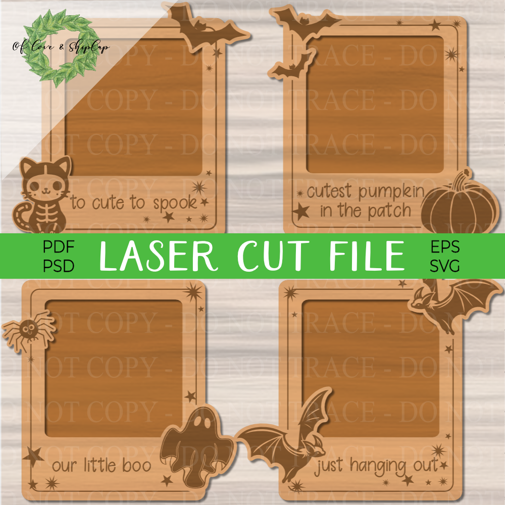 Cute Halloween Photo Frame Magnets - Laser Cut File